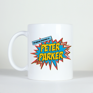 comic book style pow boom image adventures of peter park coffee mug