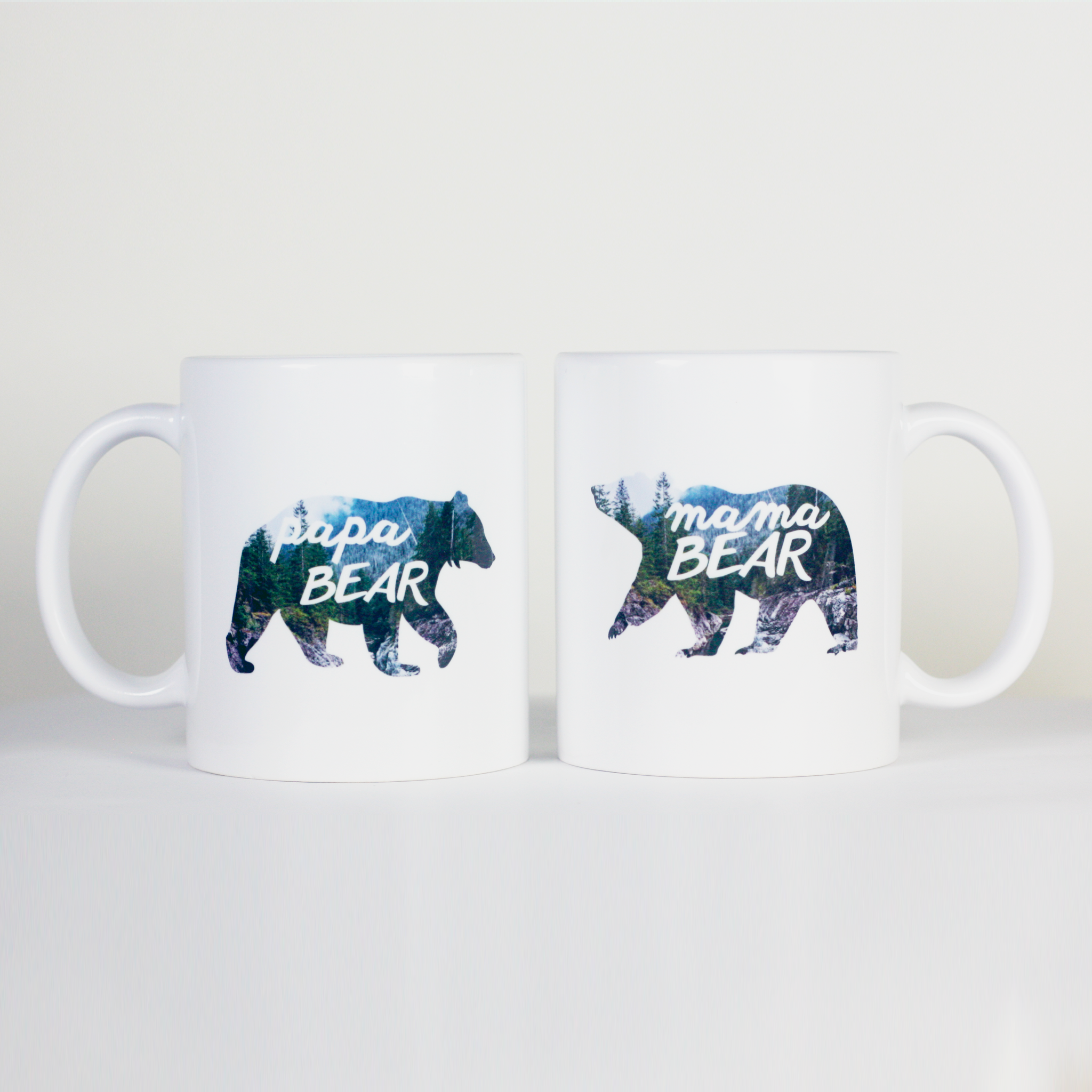 Mama Bear And Papa Bear Mug Set With Established Date – Blue
