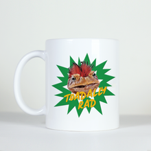 Load image into Gallery viewer, image of green toad with mo-hawk on white mug saying totally rad